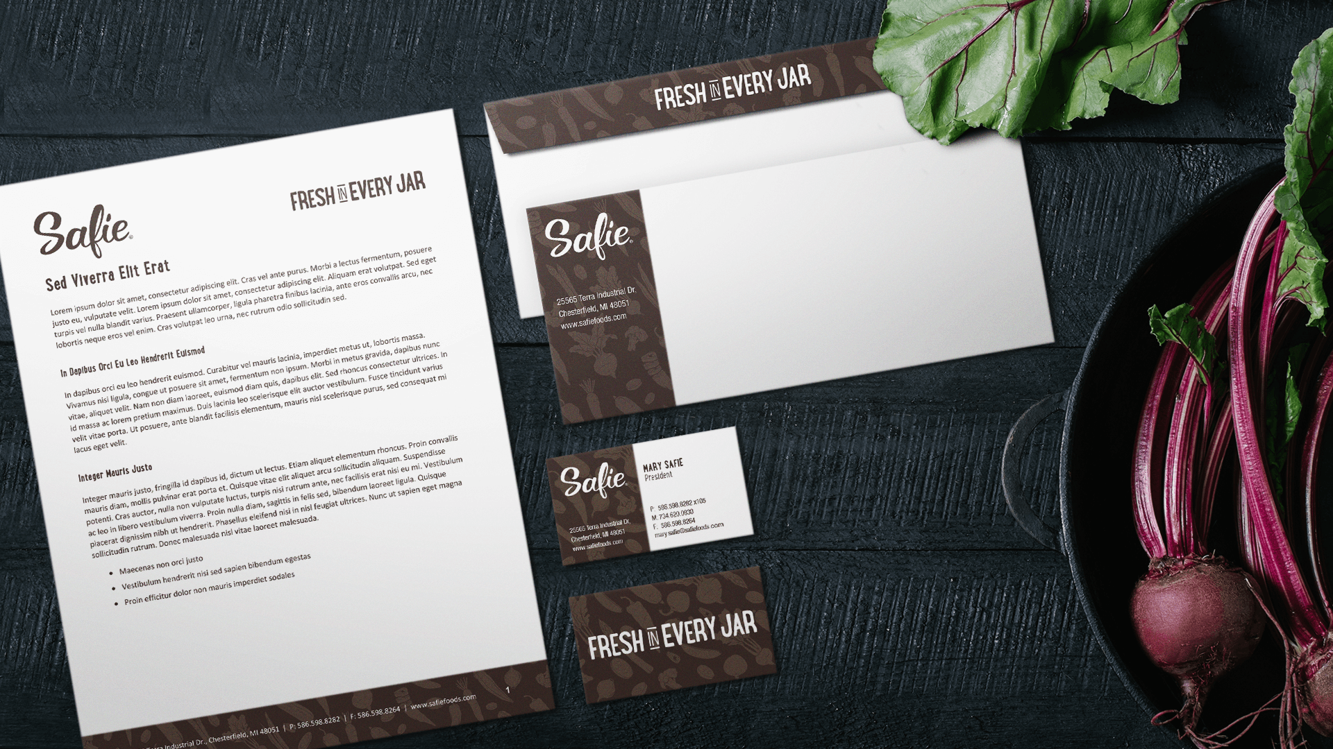 We created branded stationary, envelopes and new business cards for the company