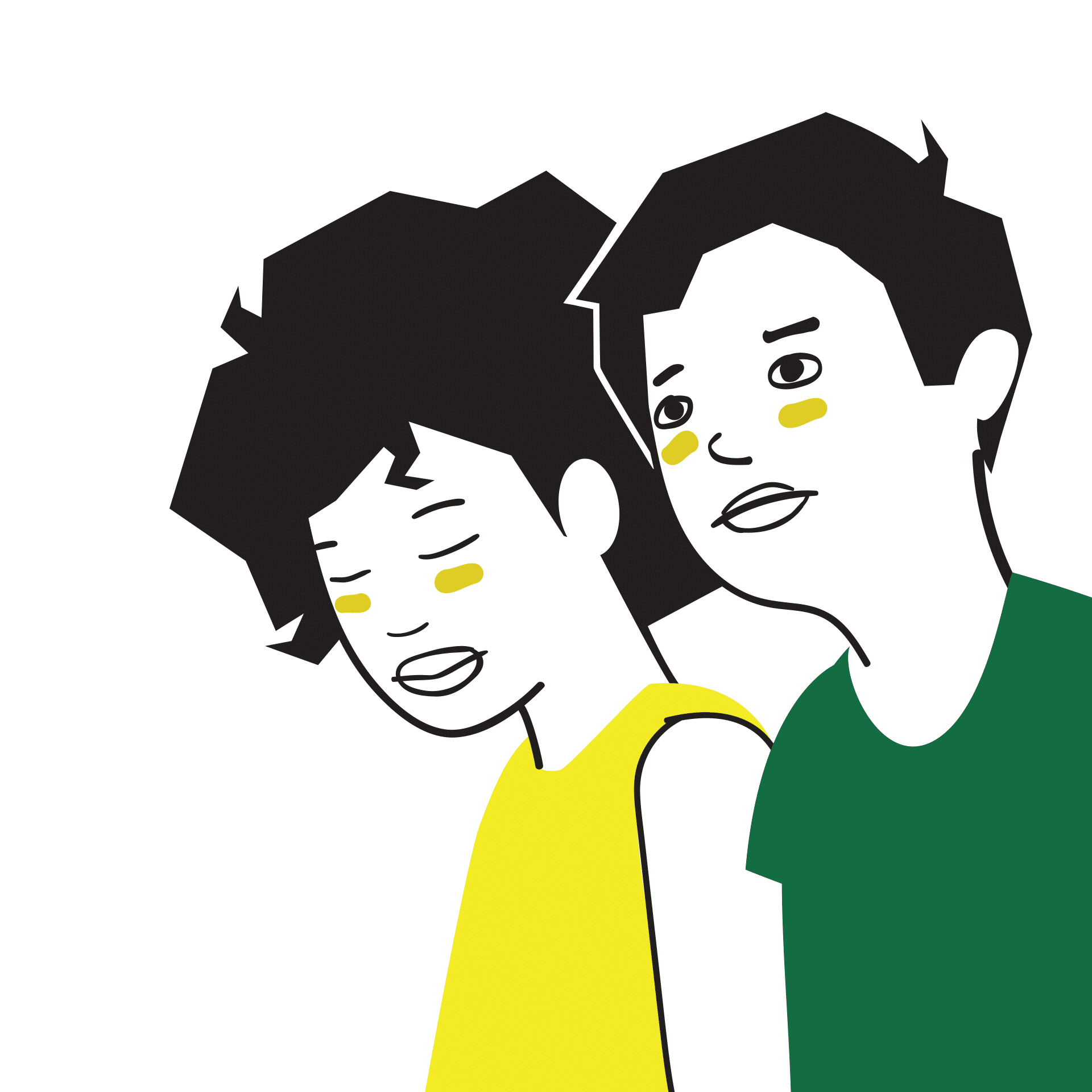 Two children closeup illustration