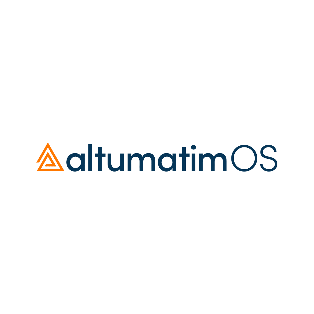 Altumatim OS Logo with a brand mark using a triangular shape that coils around itself.