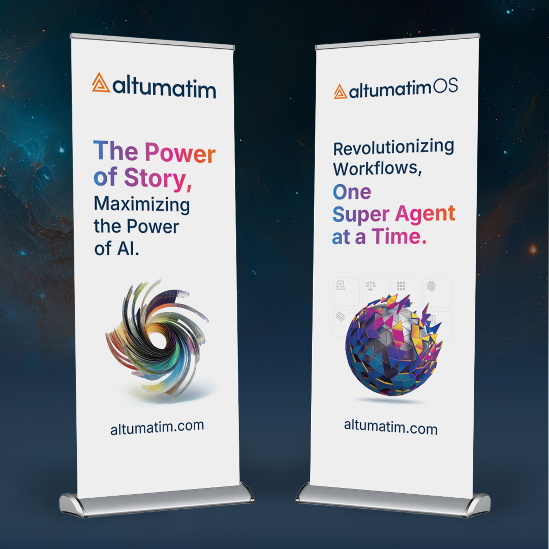 Two retractable banner stands