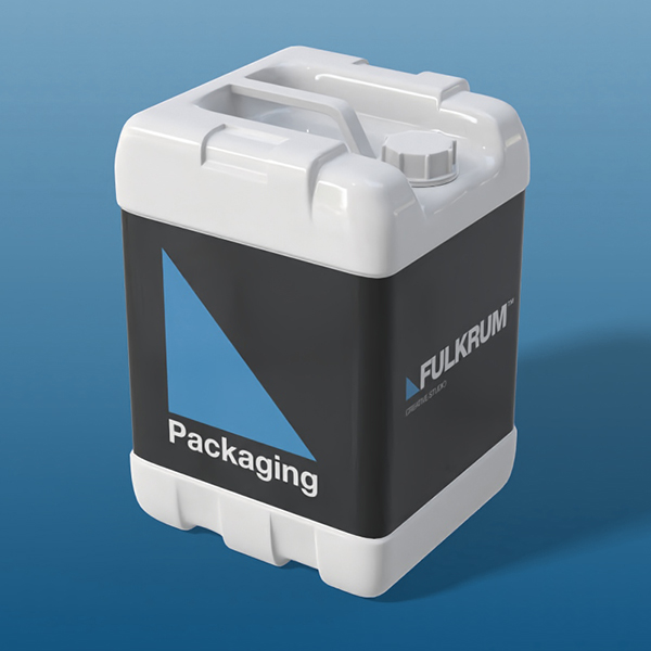 5 gallon container with Fulkrum Creative Studio branding
