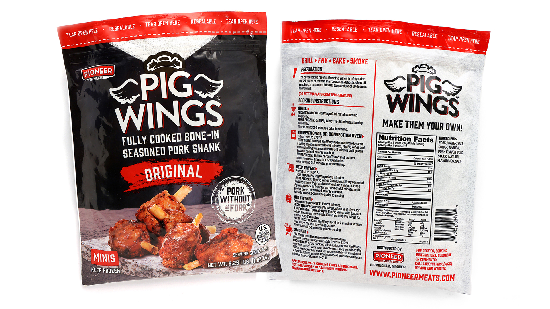Costco Pig Wings Bag showing front and back